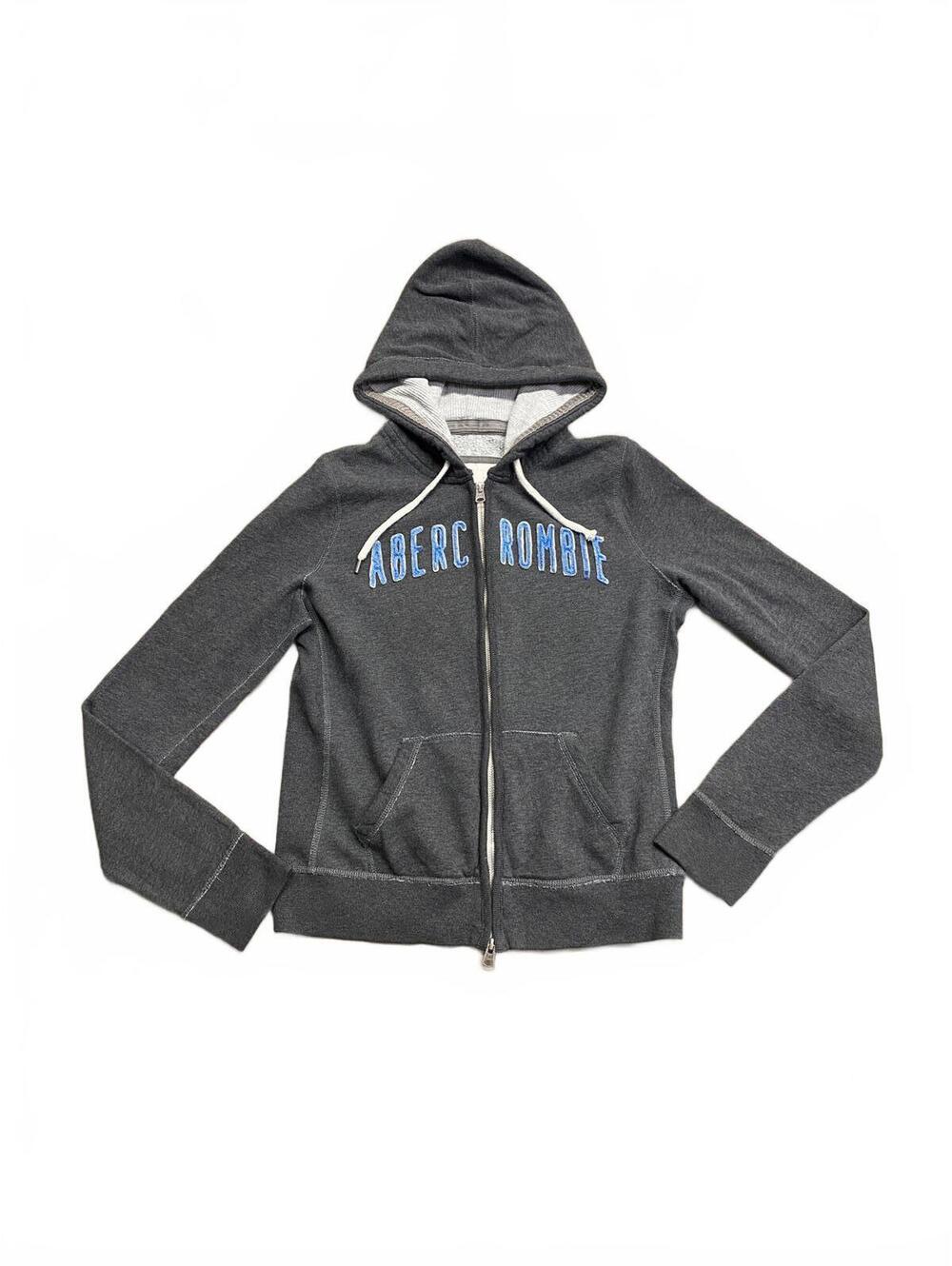 Vintage 2000's Abercrombie & Fitch Mens Zip-Up Hoodie Charcoal Grey Sz Large